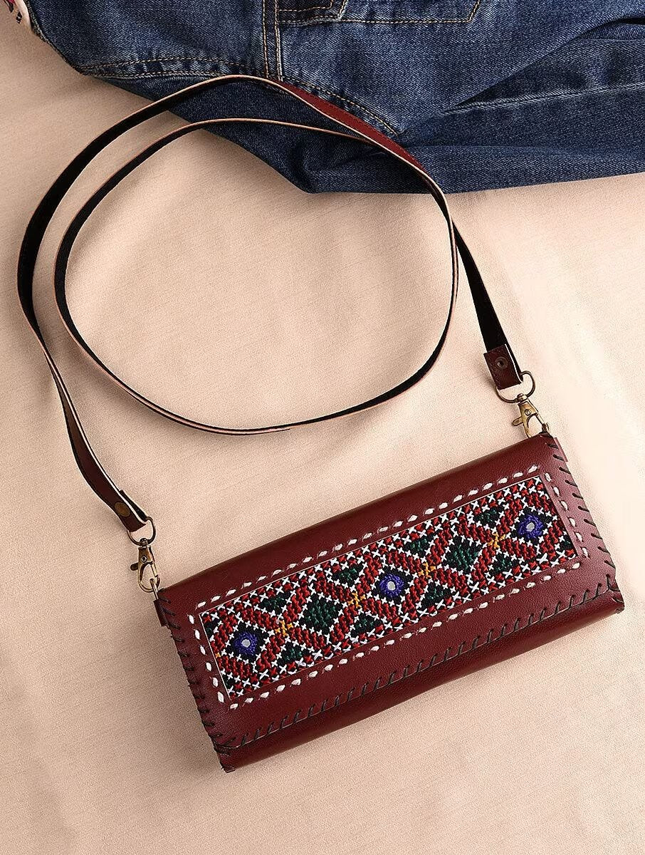 Women Brown Leather Sling Bag