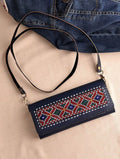Women Navy Blue Leather Sling Bag