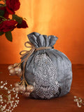 Women Grey Silk Potli