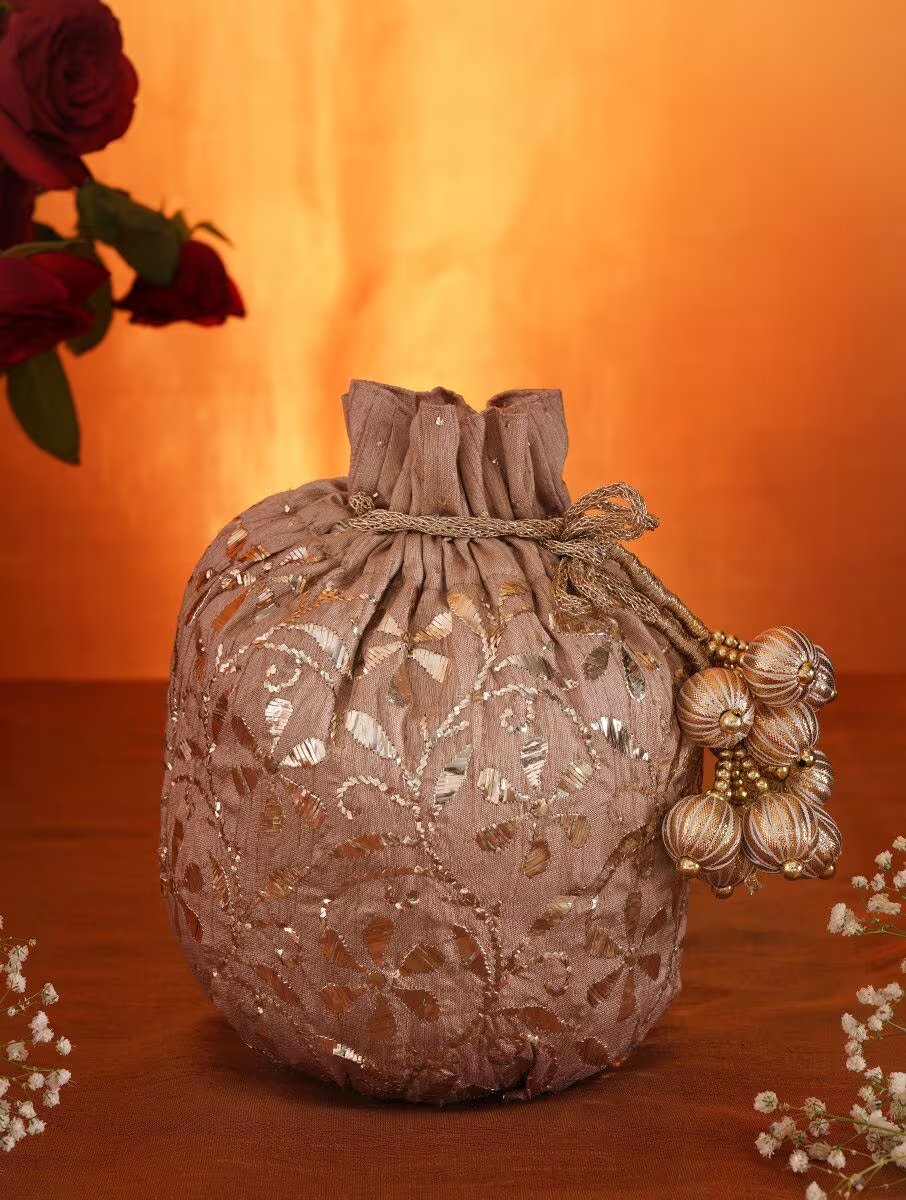 Women Gold Silk Potli