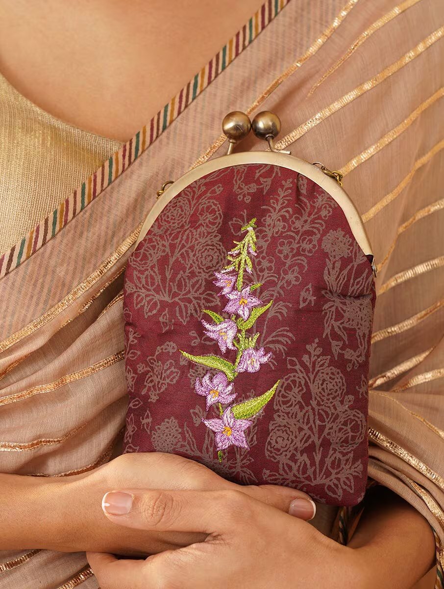 Women MAROON RED Silk Sling Bag