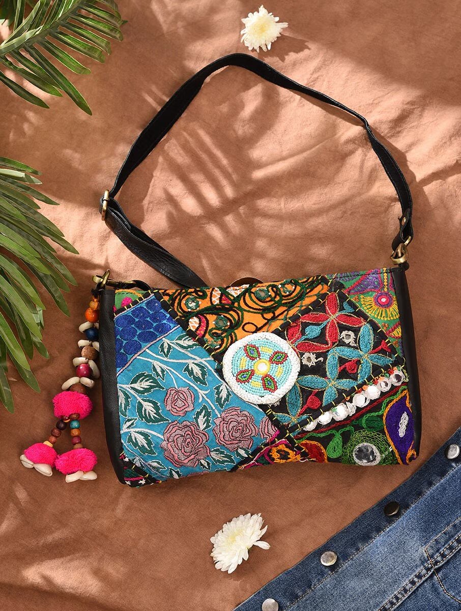 Women Multicolour Leather Sling Bag