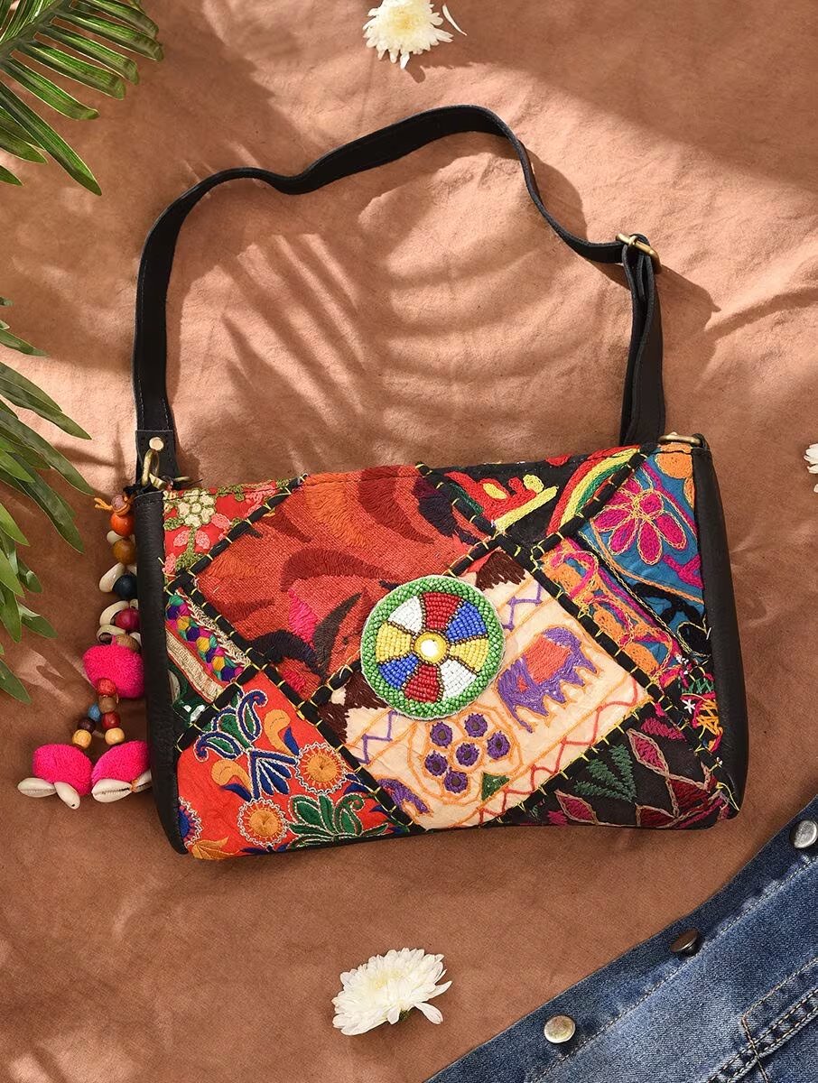 Women Multicolour Leather Sling Bag