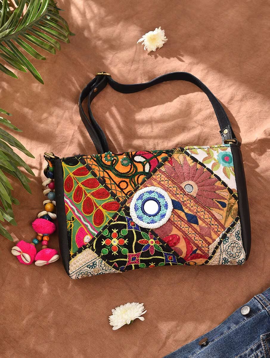 Women Multicolour Leather Sling Bag