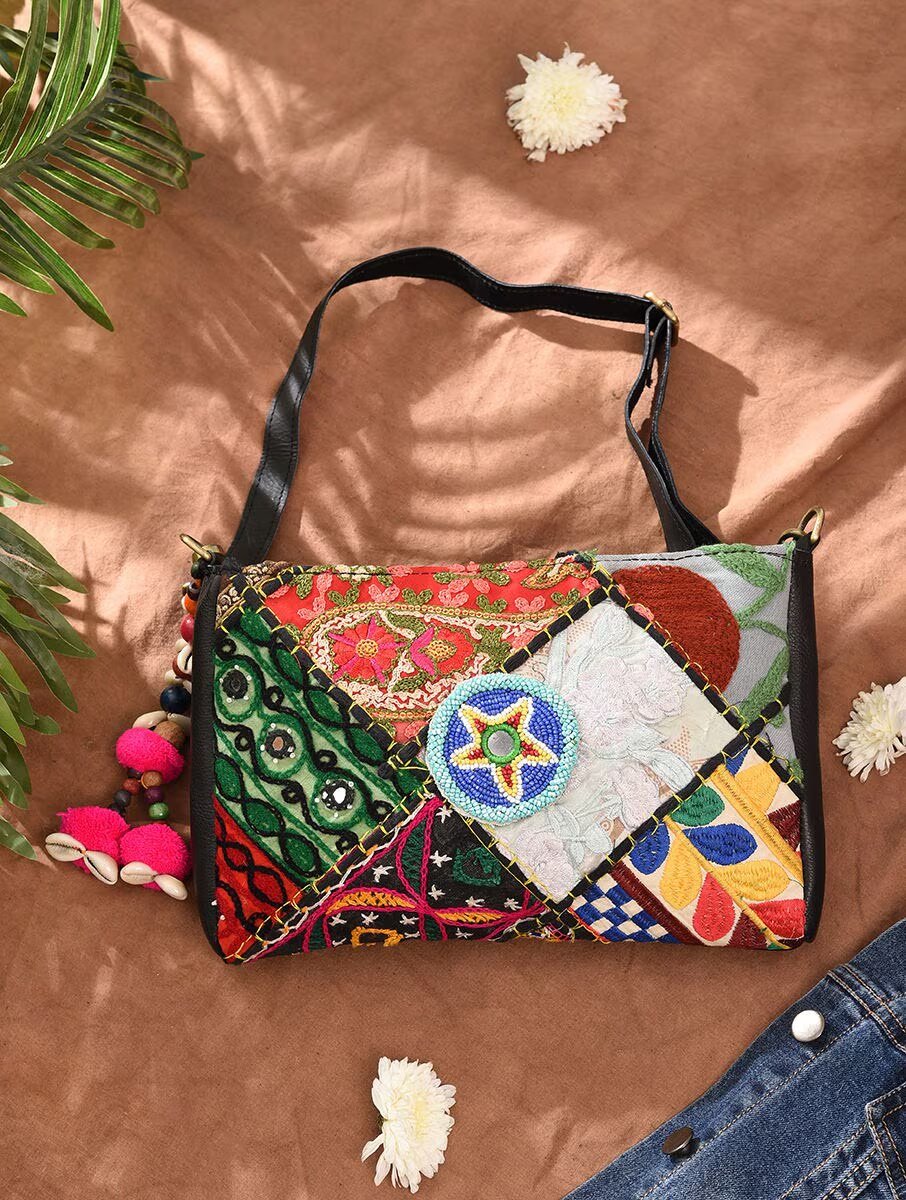 Women Multicolour Leather Sling Bag