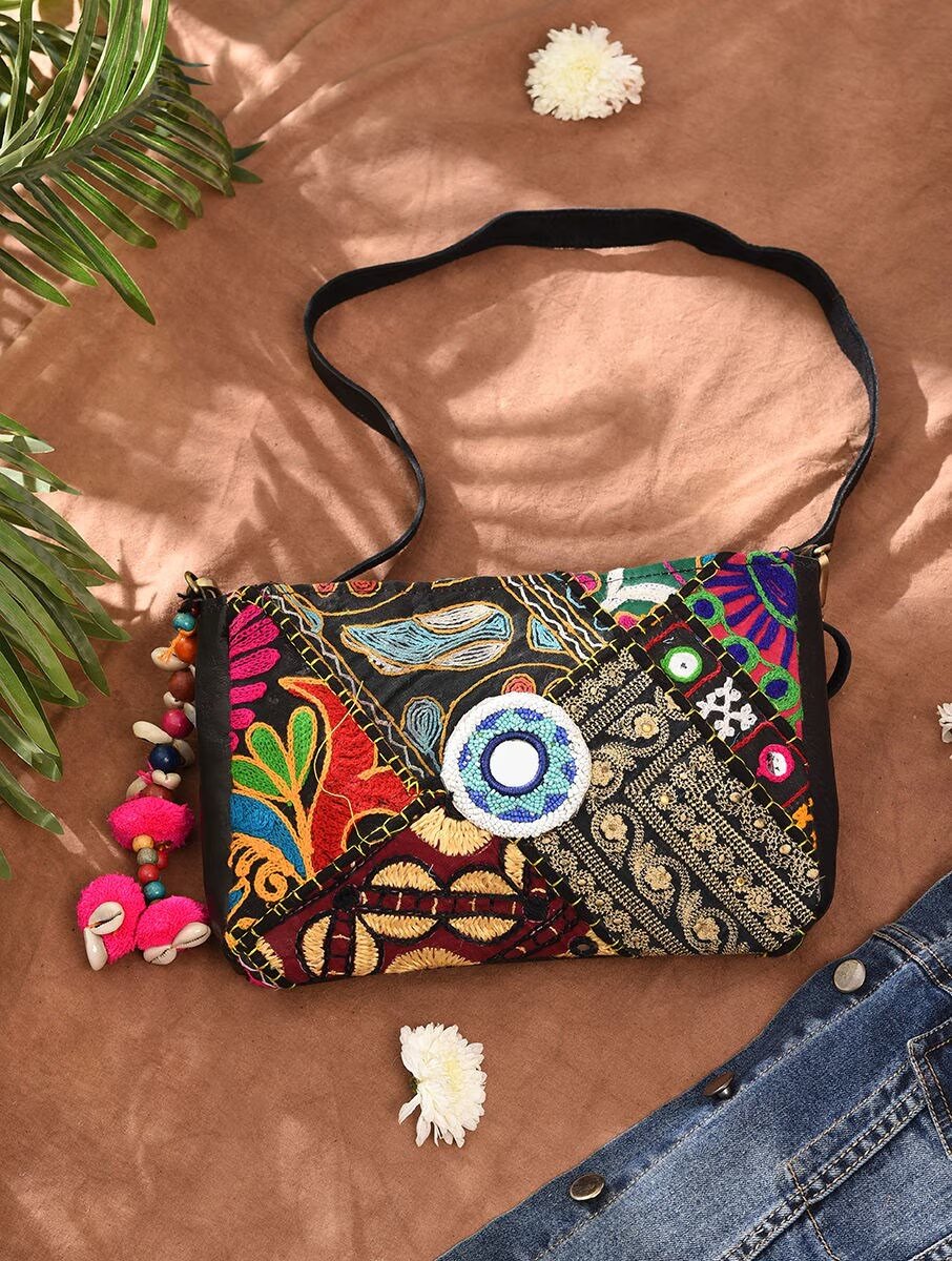 Women Multicolour Leather Sling Bag