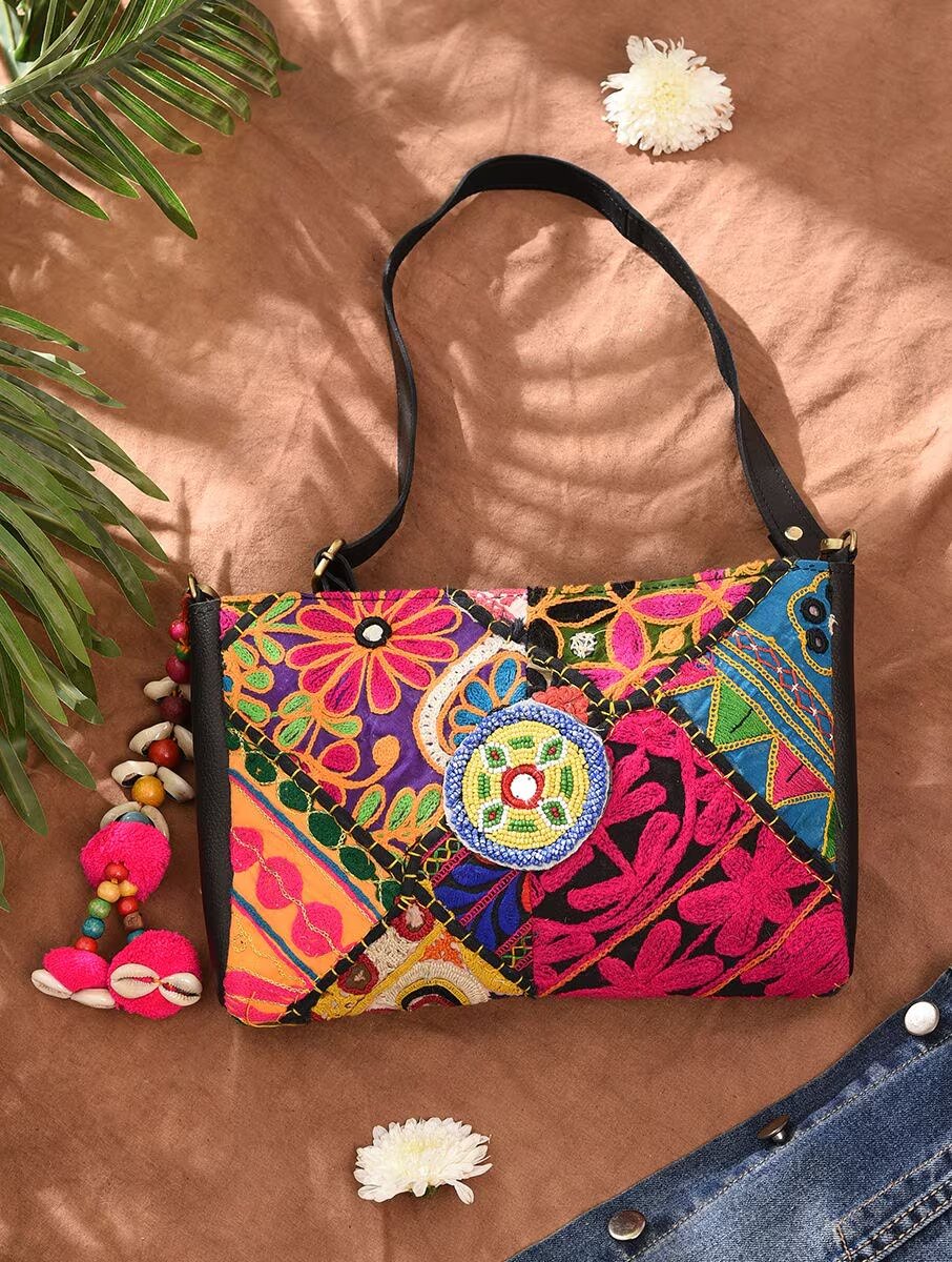Women Multicolour Leather Sling Bag