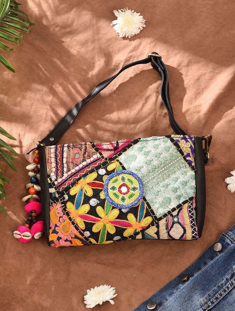 Women Multicolour Leather Sling Bag