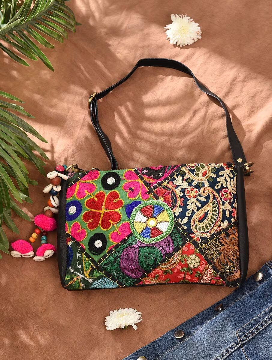 Women Multicolour Leather Sling Bag