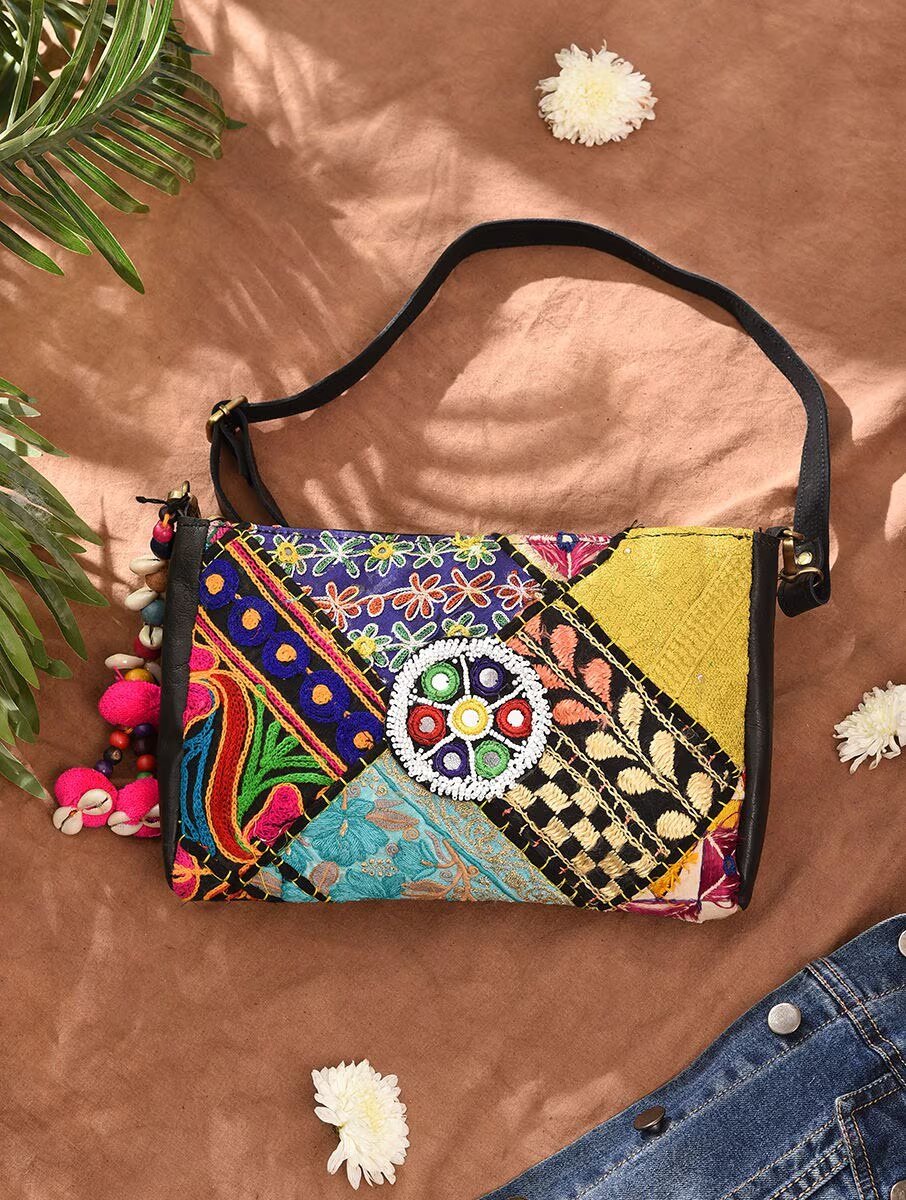 Women Multicolour Leather Sling Bag