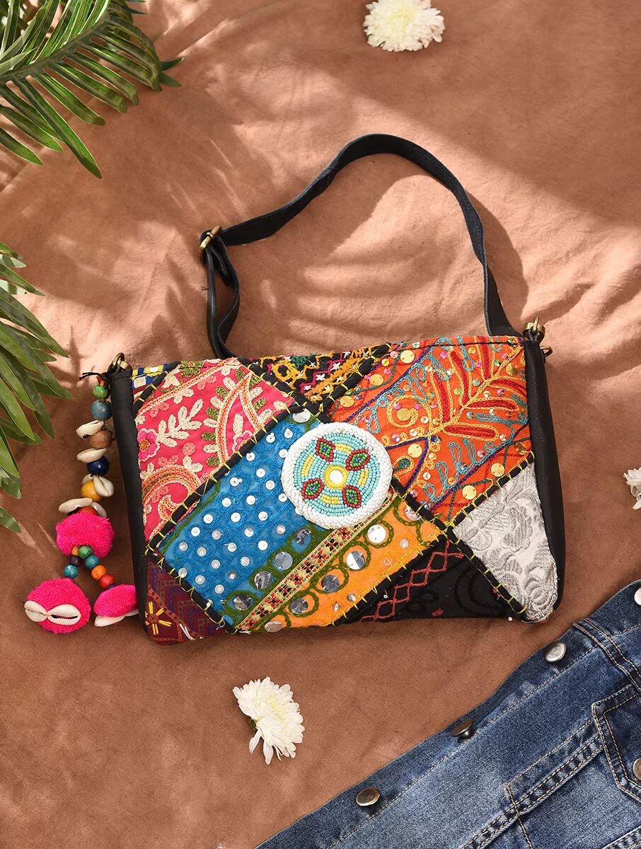 Women Multicolour Leather Sling Bag