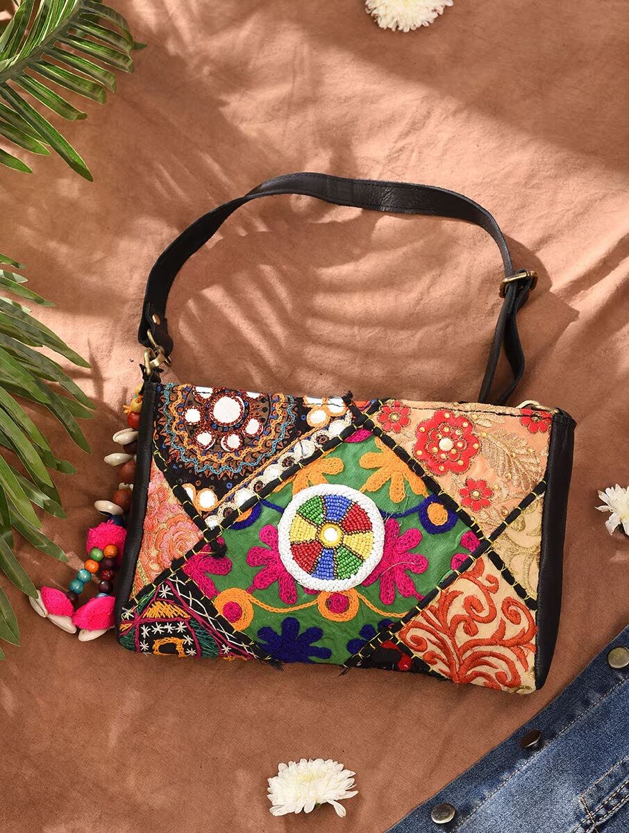 Women Multicolour Leather Sling Bag