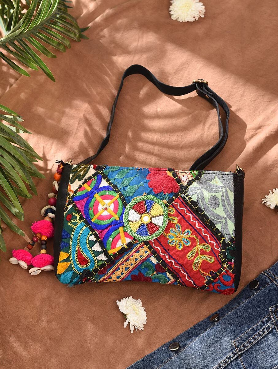 Women Multicolour Leather Sling Bag