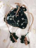 Women Green Velvet Potli