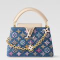 Louis Vuitton Capucines Mini Monogram Denim Pearl Embroidery Handbag