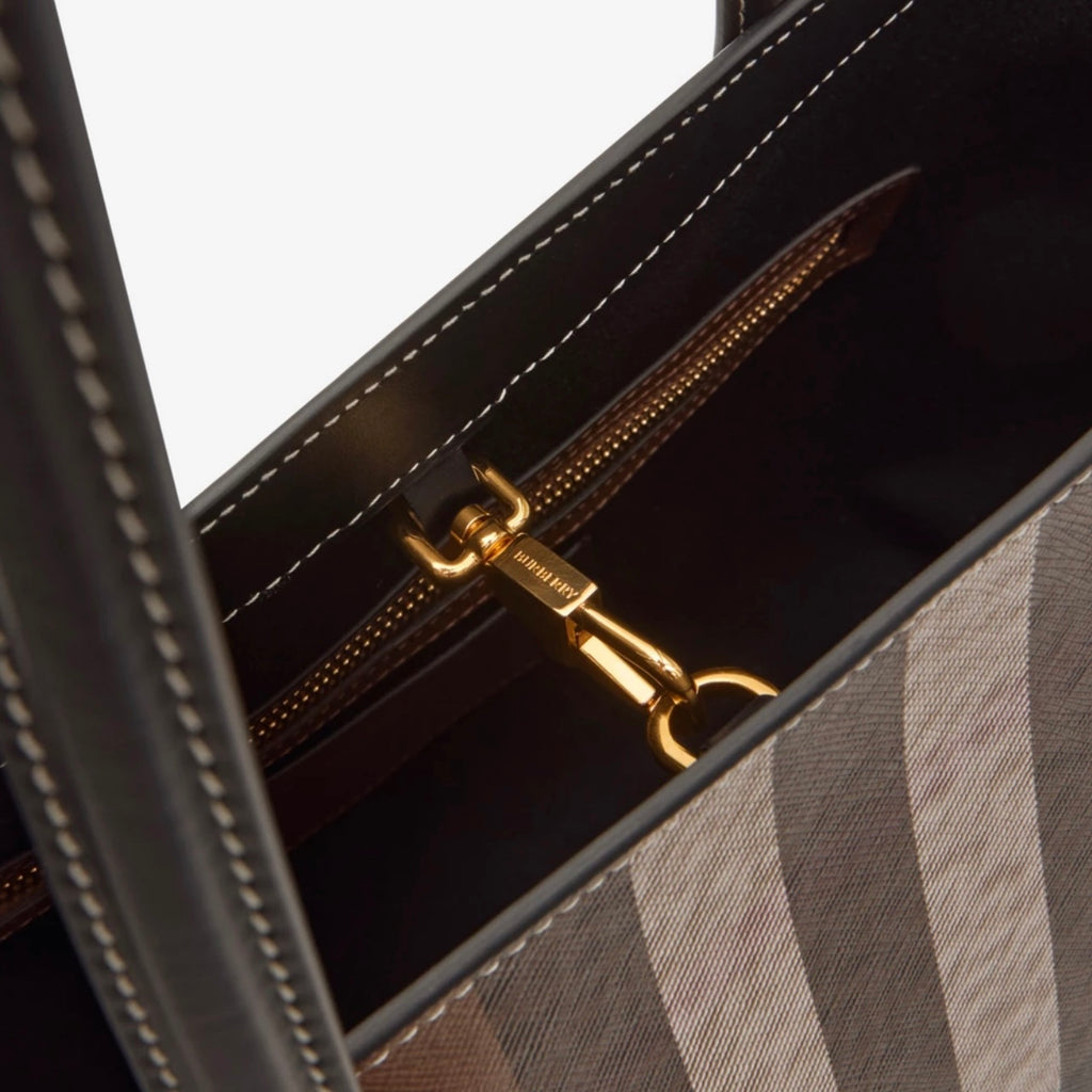 Burberry Check Coated Cotton Blend Tote Bag