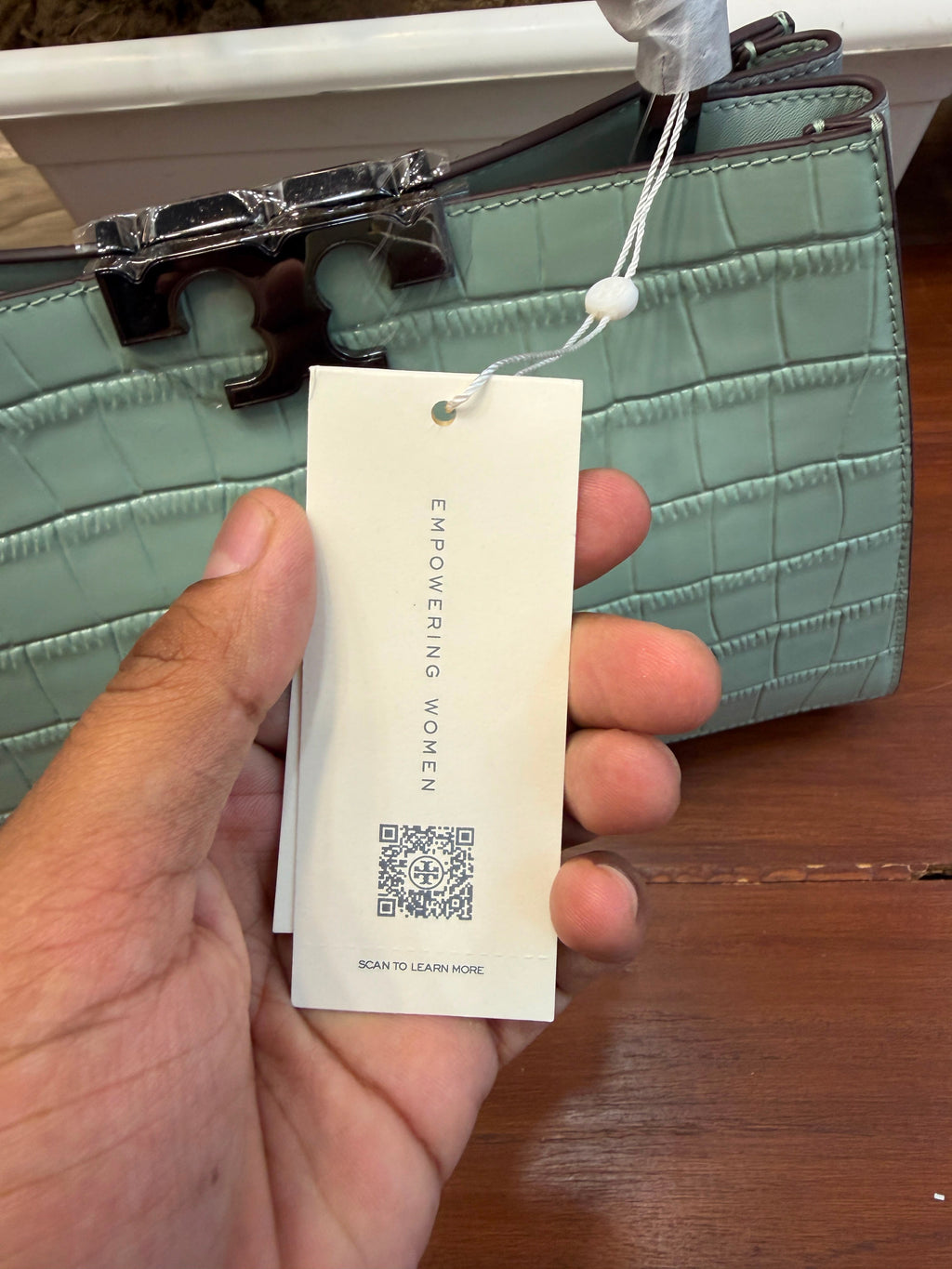 Tory Burch Eleanor Croc-Embossed Satchel Bag