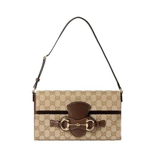 Gucci Horsebit Ristretto Medium Shoulder Bag Sand Brown