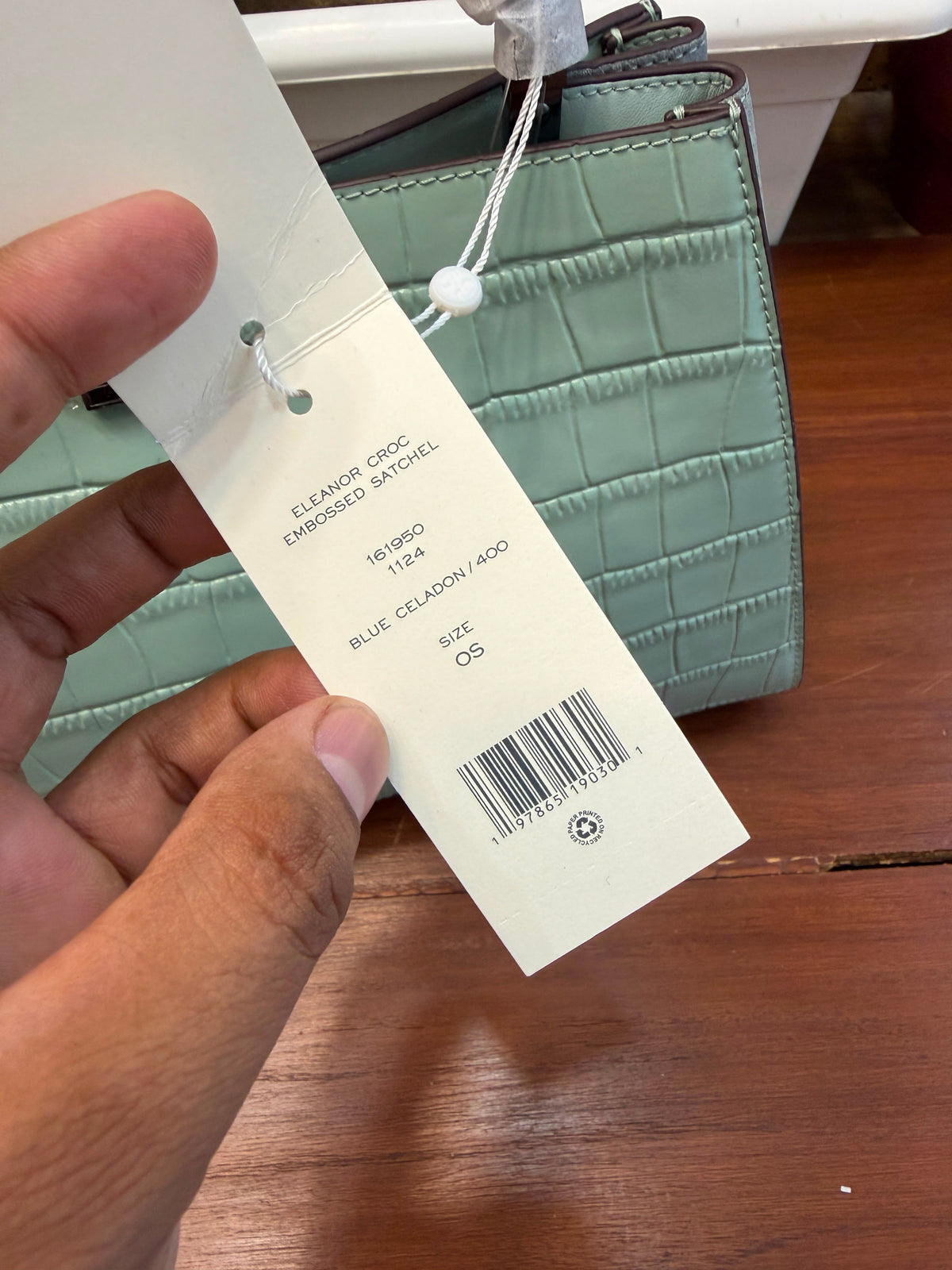 Tory Burch Eleanor Croc-Embossed Satchel Bag