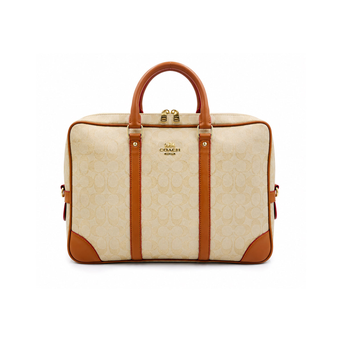 Coach Monogram Premium Laptop & Travel Bag Apricot Brown