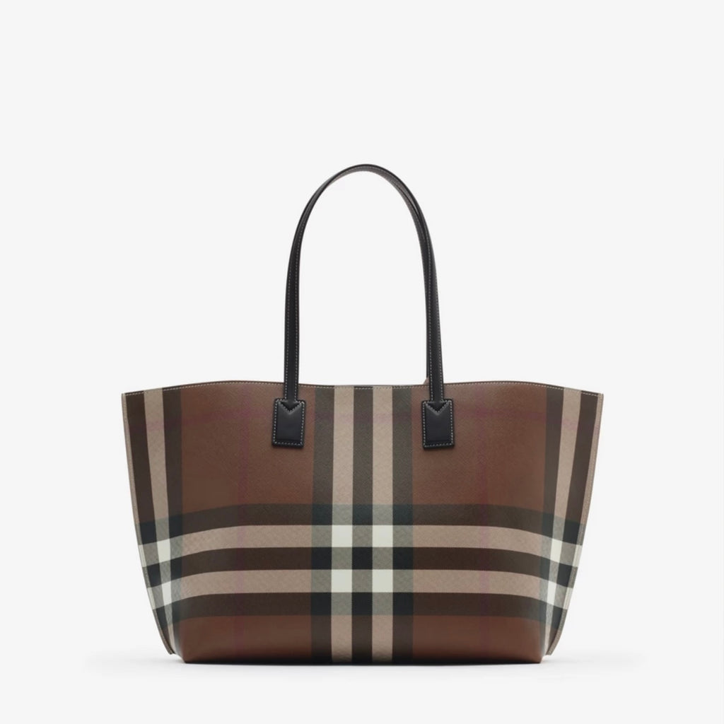 Burberry Check Coated Cotton Blend Tote Bag