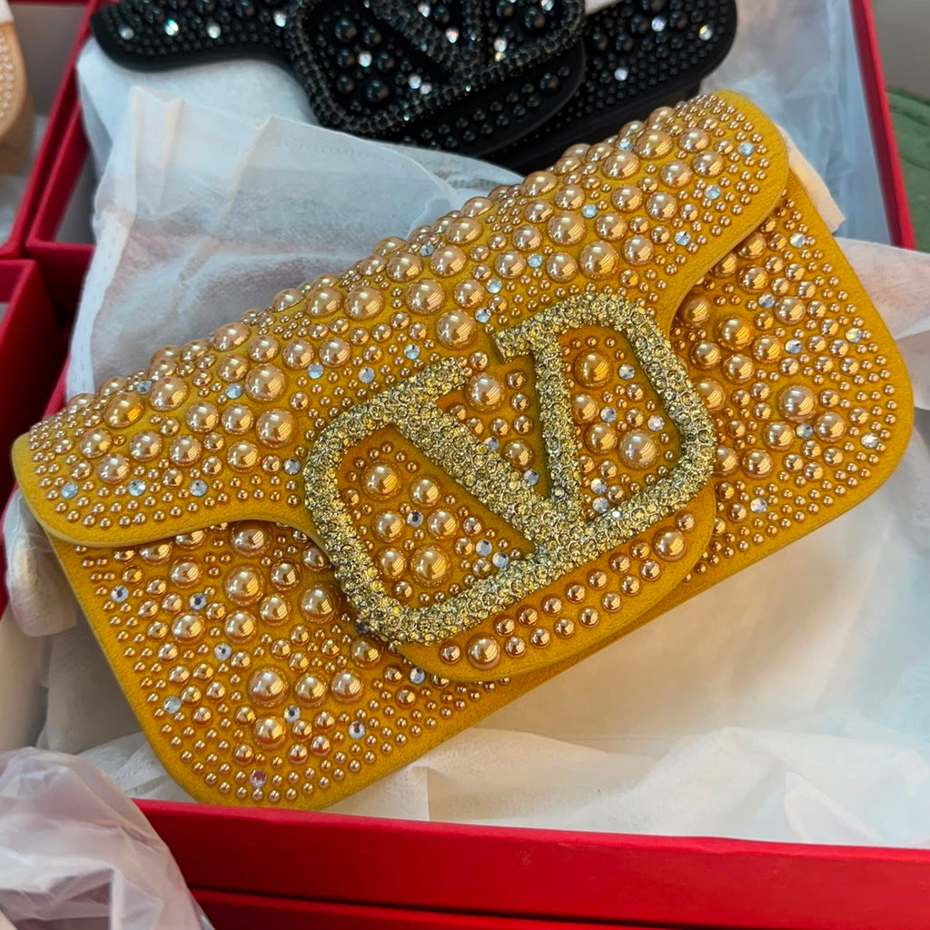 Valentino Garavani Locò Small Shoulder Bag With Rhinestones