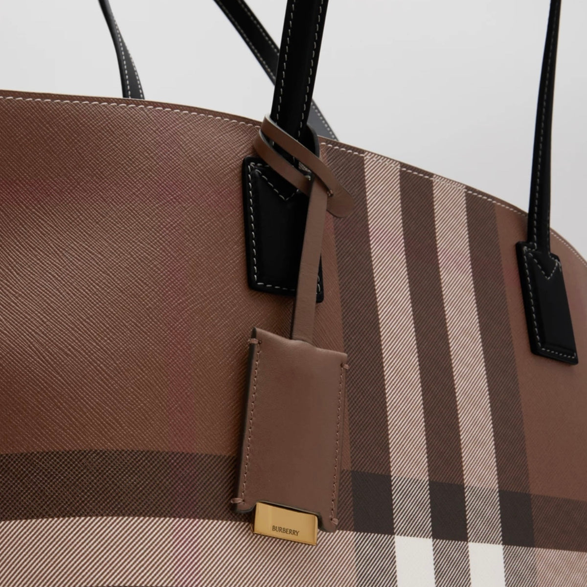 Burberry Check Coated Cotton Blend Tote Bag