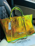 Sabyasachi Calcutta Vibgyor Leather Tote Bag For Women (LE2615)