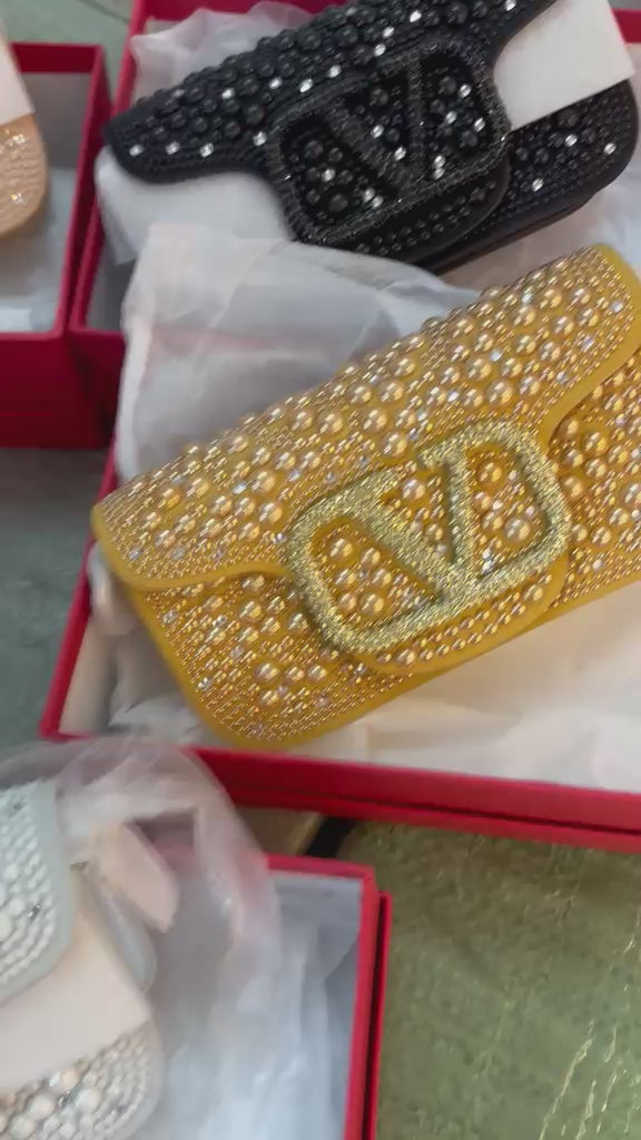 Valentino Garavani Locò Small Shoulder Bag With Rhinestones